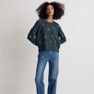 Madewell Wool Sweater with Floral Accents